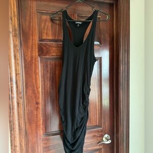 Black express racerback dress with rouched sides